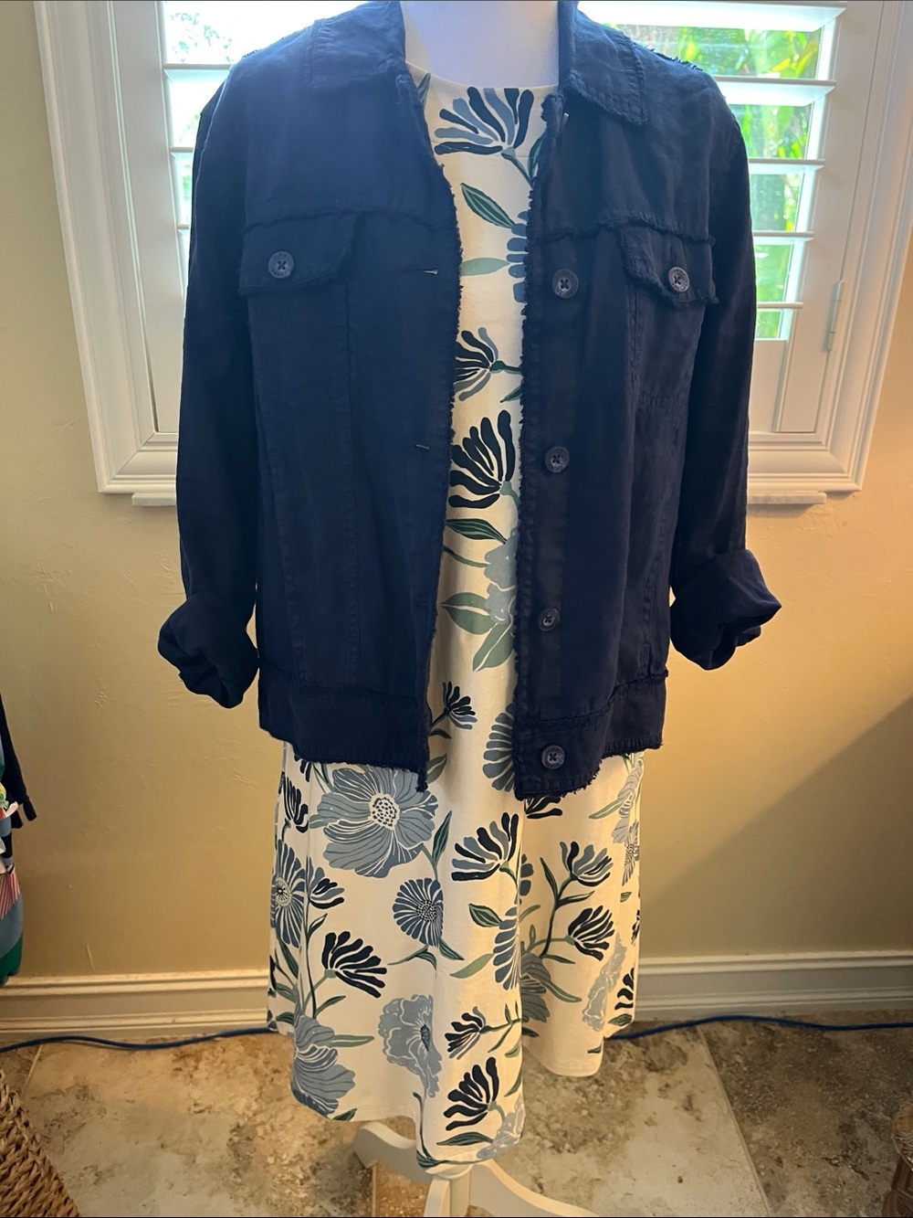Tommy Bahama Navy Button-Front Jean Jacket
